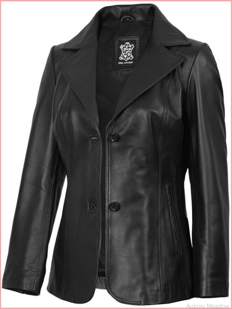 Genuine Lambskin Leather Blazer Jacket Women Real Leather Blazer